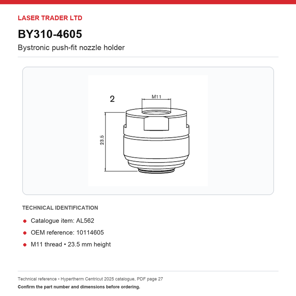 [BY310-4605] 10114605 AL562 BY-PUSH FIT NOZZLE HOLDER PRECISION