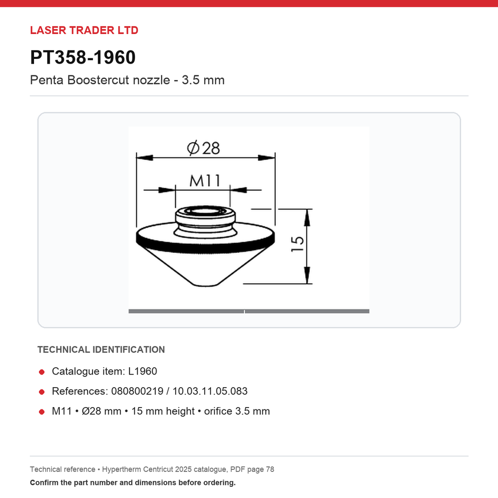 [PT358-1960] PENTA NOZZLE Ø3.5 BC Boostercut